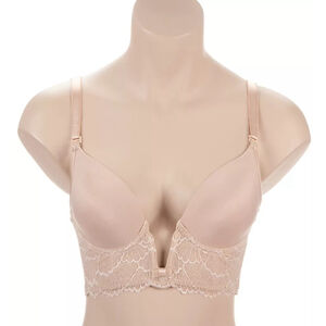 NWT Women's Va Bien-884 Plunge Basque Underwire Bra 36D Beige